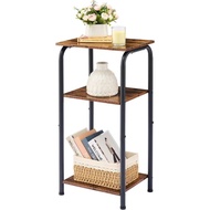 Tall End Table 3 Tier 30 Inch Narrow Side Table With Storage Shelves, Small Table Stand For Small Sp