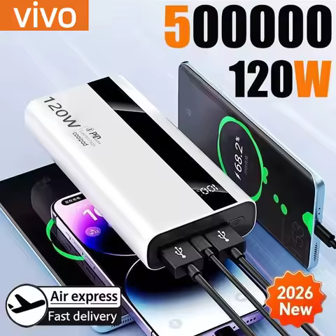 VIVO 500000mAh 120W Super Fast Charging Digital display Big Capacity Power Bank External Battery Por