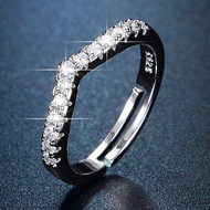 V-shaped Ring 925 Silver Ring 0.3CT Raven A 18K Gold Plated Jewelry Certified Moissanite