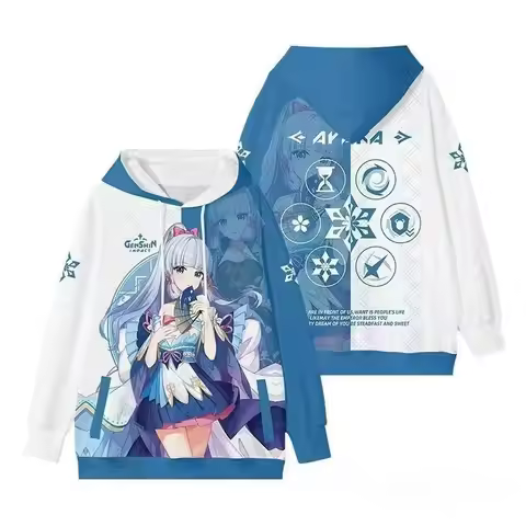 Genshin Impact Anime Hoodie Hu Tao, Ganyu, Wanwan Printed Pullover Unisex Casual Sweatshirt Spring a