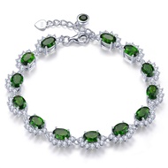Lohaspie Jewelry Pure 12.5 Carats 925 Sterling Silver Bracelet With Gem Natural Garnet Bracelet 925 