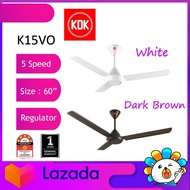 KDK / Panasonic 3 Blade 60" Ceiling Fan / White / Dark Brown / Khind / Milux