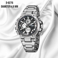 JAM TANGAN D-ZINER 8276 D8276 DUAL TIME STAINLESS STEEL ORIGINAL WATERPROOF GARANSI