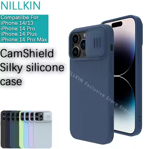 Nillkin For iPhone 13 14 15 Pro Max/14 Plus/15 Plus CamShield Silky silicone Case Lens slide cover p