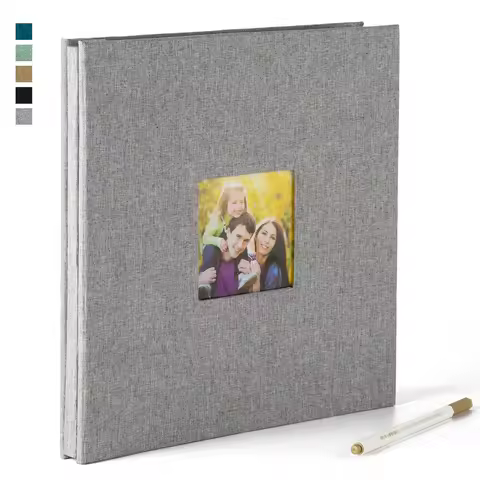 Photo Album Self Adhesive with Picture Display Window,40 Pages DIY for 4x6 5x7 8x10 Picture，Linen Co