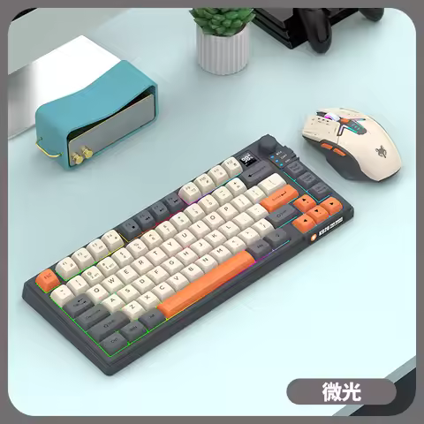 Wireless Keyboard 80 Key 80% Layout Spanish Russian Arabic Korean Keyboard Mouse Set Bluetooth 2.4G 