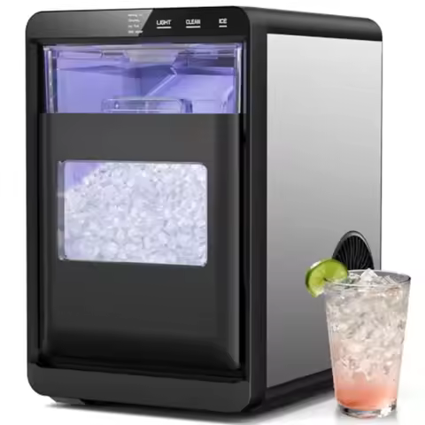 Countertop Ice Maker 44lbs/24h Nugget Ice Maker Chewable Ice Ready in 5-10Mins Self-Cleaning Stainle