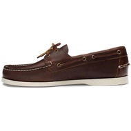 Sebago Portland Waxed Boat Shoes - Handsewn Waxed Leather Moccasins with Leather Sock Lining and Non