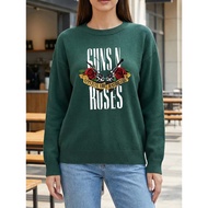 Guns N' Roses Logo Wool Knit Top - Ladies Autumn Winter Long Sleeve Sweater