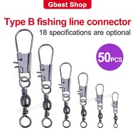 50PCS Fishing Connector Pin Line With Interlock Buckle Tackle Hanging Snap Swivels Solid Rings Pins 