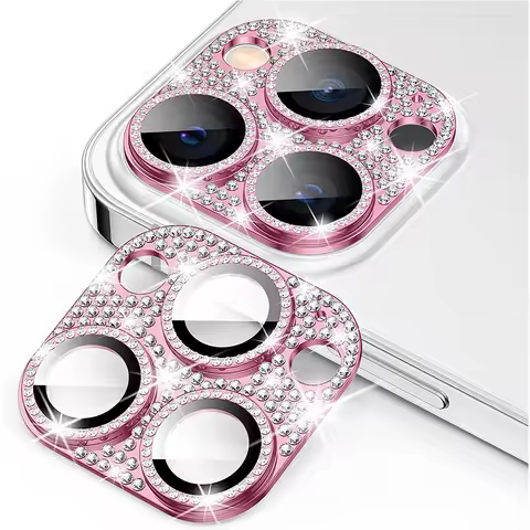 Pink Bling Glitter Diamond Camera Lens Protector for iPhone 14 Pro Max 13 12 11 iPhone14 11Pro Rose 