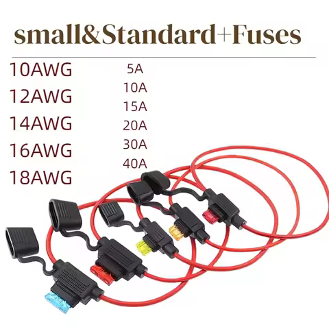 5/10PCS Waterproof Fuse Holder 32V Mini Small Medium Auto 18/1614/12/10AWG and Car Blade Fuse 5A 10A
