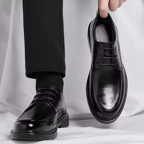 Leather Shoes Men's Autumn Business Formal British Style Low-Cut Soft Sole Casual Wedding Groom's We