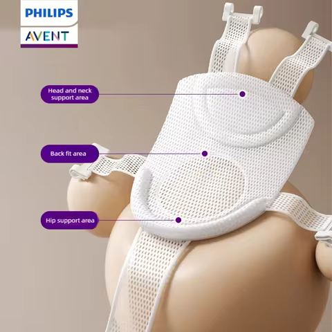 Philips Avent Baby Bath Net Mat Newborn Adjustable Bathtub Pillow Cushion Cross-shaped Anti-slip Bat
