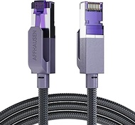 AFFHAUSEN CAT 8 Ethernet Cable Braided 25FT, 40Gbps 2000MHz High-Speed LAN SFTP Patch Cord, Indoor P