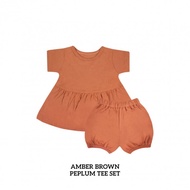 Little Palmerhaus Peplum Tee Set (a) - LP67 - Amber Brown, 2 Years