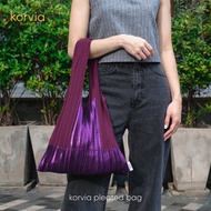 Korvia กระเป๋าผ้าพลีท Shine at midnight - Purple Pleated Bag