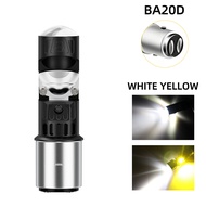 1PCS H4 BA20D P15D LED Bulbs  Motorcycle LED Headlight Projector Lens White Yellow H4 Hi Lo Beam Fog