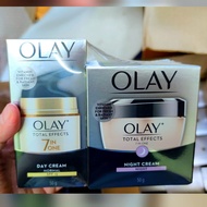 exp.2026 (เเพคคู่ เดย์+ไนท์ครีม) โอเลย์โททัลครีม Olay Total Effect Day cream 50g.-ฟรี- Olay Total Effect Night cream 50g.