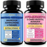 60 + 90 Capsules Cortisol & Myo-Inositol, Vegan Capsules Complex, Natural, No Additives, Stay Relaxe