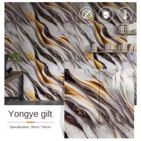 New 30x60cm Wall Stickers Self Adhesive Waterproof Marble Tiles PVC Floor Tile Sticker Kitchen Decor