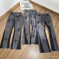 High Street Street Street Wear American Crow Cross Pants Leather Washed Trousers Street Wear Micro L