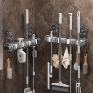Suction Cup Broom Mop Holder with Hook, Wall Mount Mop Clamp Hanger, Bathroom Toilet Kitchen Broom C
