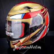 Kyt Helm K2 Rider Marvel Iron Man Red Maroon Gold Double Visor