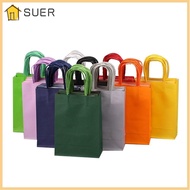 SUER 6PCS Colored Kraft Paper Bags, Packaging Candy Colorful Rectangular Gift, Mini with Handles Christmas Hand-held Shopping Bags Party