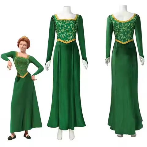 Anime Princess Fiona Cosplay Costume Anime Shrek Wife Green Fiona Cos Dress Women Long Dress Hallowe