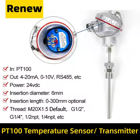 Armored thermocouple PT100 J K-type Temperature Transmitter M20X1.5 thermal resistance TC RTD Sensor