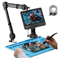 TOMLOV DM602 Flex Digital Soldering Microscope 2000x, Flexible Arm, 10.1" HDMI Microscope with 3 Len