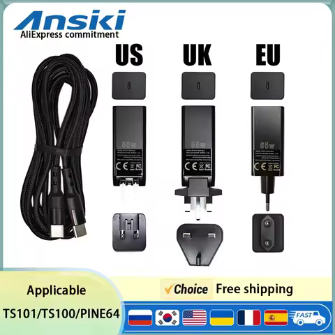 TS101 Pinecil V2 T65 SH01 Electric Soldering Iron Special Adapter 65W GaN PD 3.0 Type-C EU US UK Ada