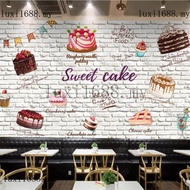 Custom Sweet Cake Wall Painting Self Adhesive Vintage Brick Wall With Hand Painted Cake And Text Wal