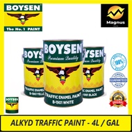 ✒✓▫BOYSEN Alkyd Traffic Paint, White, Yellow, Black - 4L / GAL