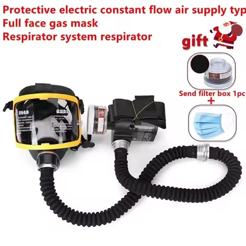 Protective Electric Constant Flow Supplied Air Fed Full Face Gas Mask Respirator System respirator M