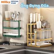 Ống đựng đũa muỗng khung thép có khay hứng nước ống đựng đũa chất liệu nhựa PP cao cấp mới nhất