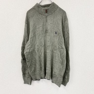 Ralph Lauren Polo 半拉鍊棉質針織衫，灰色，2XL 碼，古著