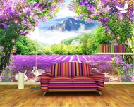 【SA wallpaper】 Fresh Lavender Flower Vine Arch 3D wallpaper,living room TV sofa wall bedroom bathroom wall papers home decoration mural
