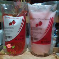 PAKET hemat shampoo strawberry & conditioner strawberry blessing refill 1kg/blesing sampo&kondisione