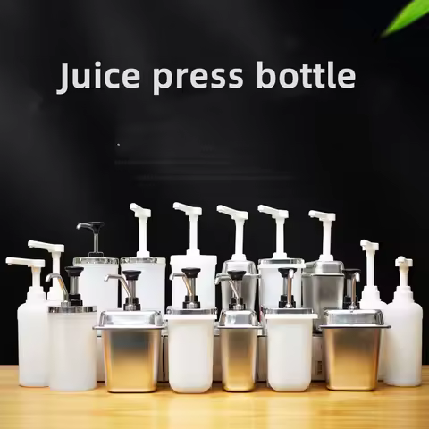 Condiment Pump Dispenser 1L 2L 3L Manual Stainless Steel Bubble milk tea shop Sauce Dispenser Dinnin