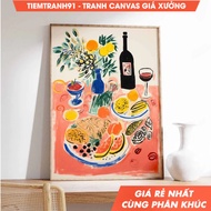 Tranh treo tường Dinner Table Retro Food Art Vintage Kitchen Poster tặng kèm đinh treo in theo yêu c