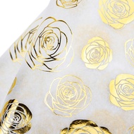WRAPAHOLIC Gift Wrapping Tissue Paper - 25 Sheets 19.7x27.5 Inch Gold Foil Rose Floral Gift Wrap Pap