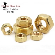 JK M2 M2.5 M3 M4 M5 M6 Gold Titanium Plated Hexagon Full Nuts Hex Lock Nut Metric