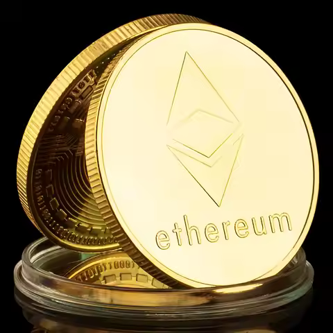 ETH Gold/Sliver Plated Patterned Ethereum Bitcoin Embossed Stereo Bitcoin Digital Currency Coin Phys
