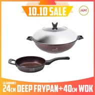La Gourmet Shogun Chef Wan Collection 40cm Volcano Wok + 24cm Deep Frypan