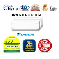 Daikin Inverter Multi-Split System 3 Aircon [HIGHER COOLING CAPACITY] 100% NEW AIR-CON SYSTEM ONLY