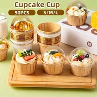 50PCS  Disposable Cupcake Cup with Cover Greaseproof Cupcake Liners Baking Cup Dessert Cup