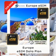 【eSim】Europe eSIM l EU45 (5GB - 50GB) Unlimited eSIM Data l eSim Europe 45 Countries Travel eSIM