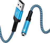 USB to 3.5mm Aux Adapter, Type A to Headphone Jack Converter, External USB Sound Card Audio Dongle f